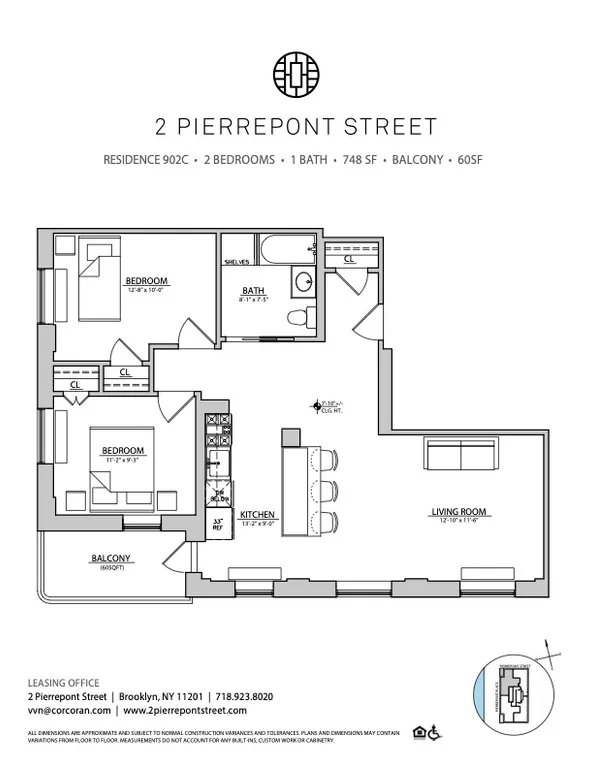2 Pierrepont Street, 902C | floorplan | View 11