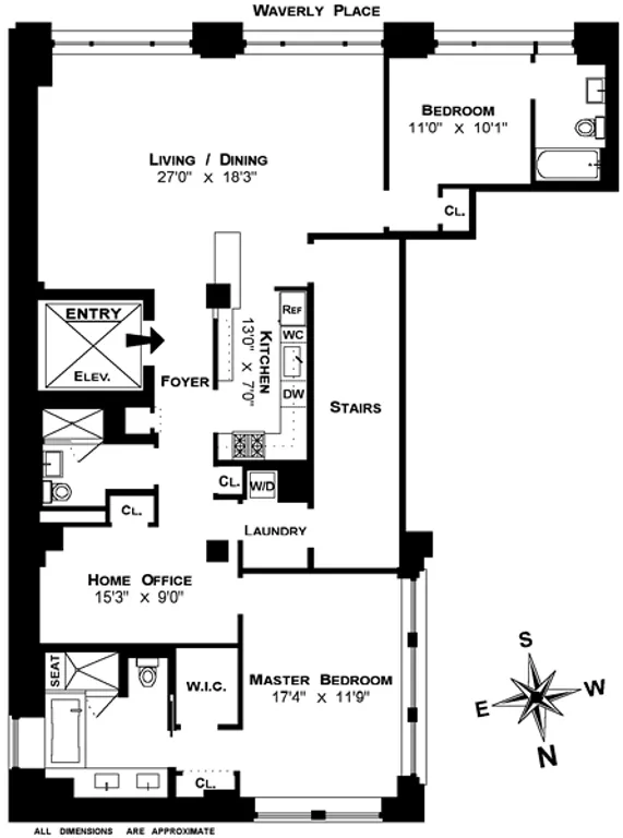 147 Waverly Place, 2E | floorplan | View 3