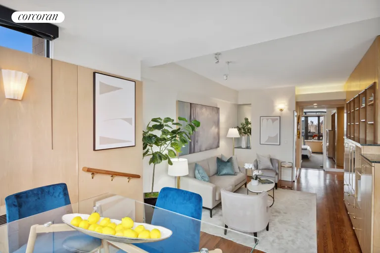 New York City Real Estate | View 130 West 79th Street, 17D | Dining Area into Living Room | View 2