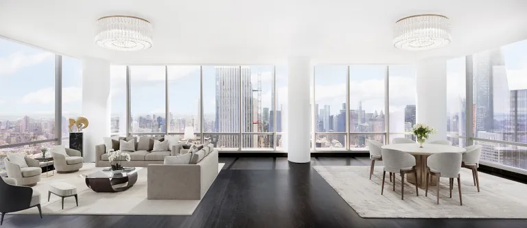 New York City Real Estate | View 157 West 57th Street, 56C | Living Room | View 3