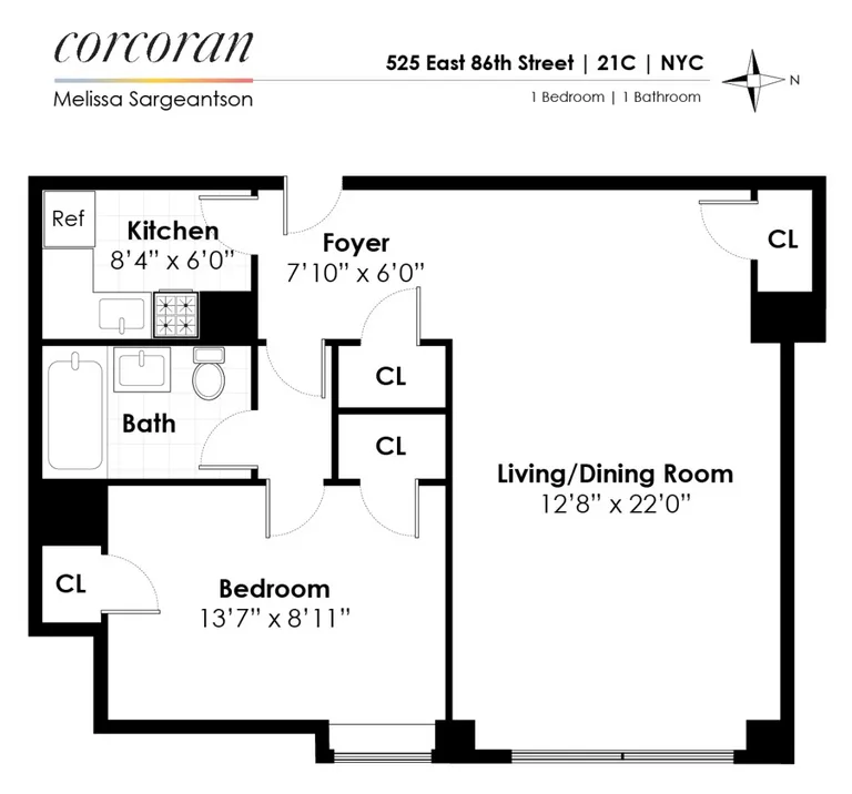 525 East 86th Street, 21C | floorplan | View 7