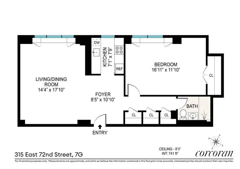 315 East 72Nd Street, 7G | floorplan | View 9
