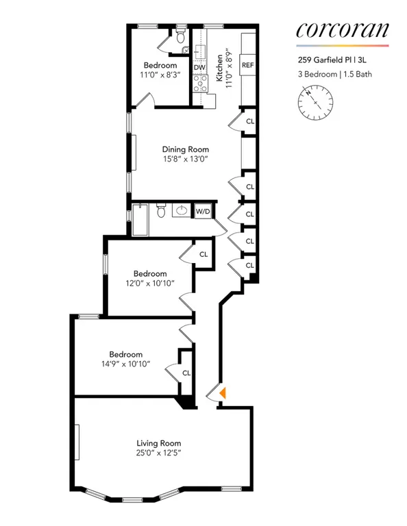 259 Garfield Place, 3L | floorplan | View 9