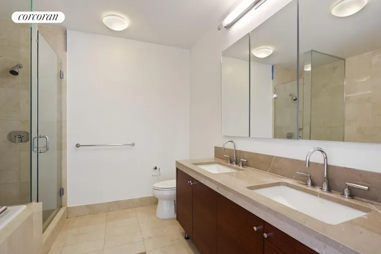 New York City Real Estate | View 30 West Street, 29F | Marble Master Bathroom | View 5