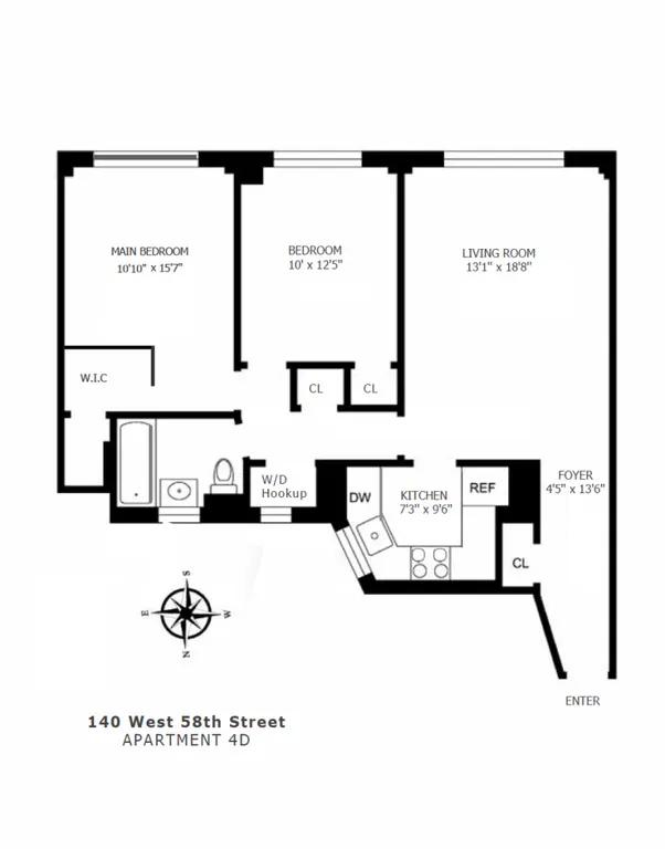 140 West 58th Street, 4D | floorplan | View 6