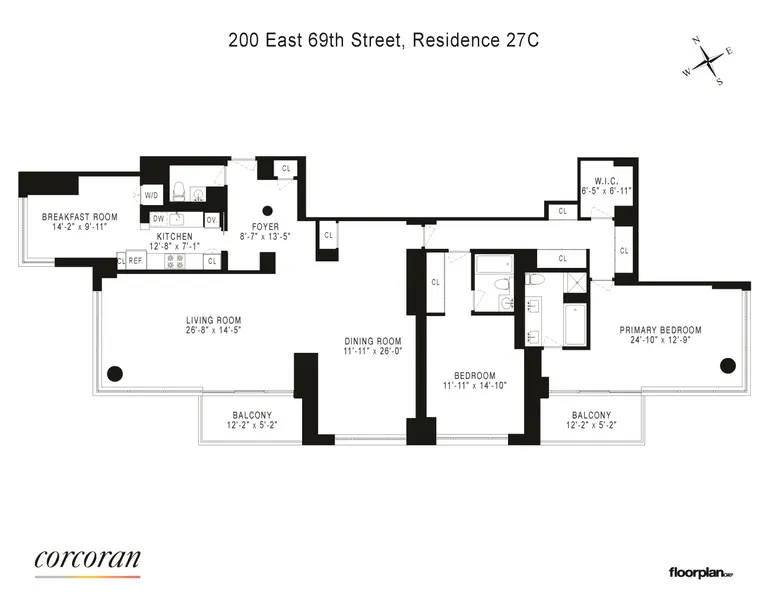 200 East 69th Street, 27C | floorplan | View 12
