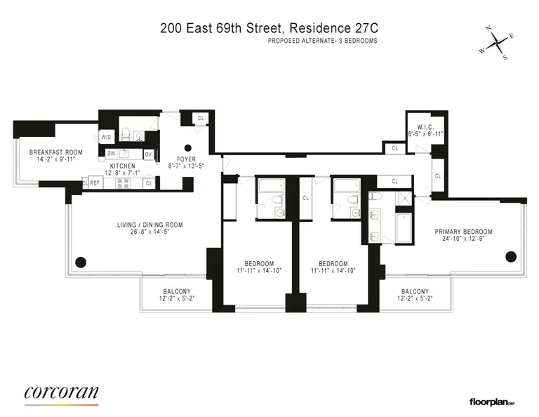 200 East 69th Street, 27C | floorplan | View 13