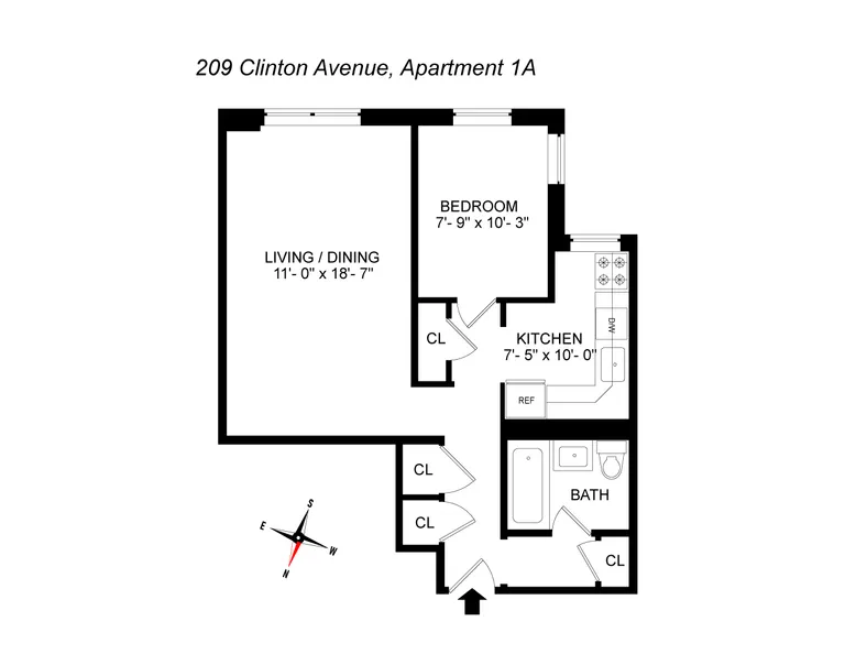 209 Clinton Avenue, 1A | floorplan | View 7