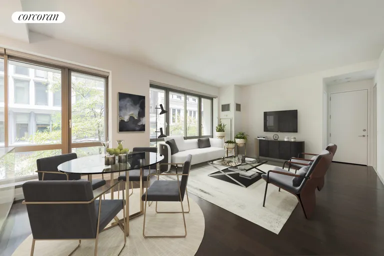 New York City Real Estate | View 4 West 21st Street, 2C | Living Room Staged | View 4