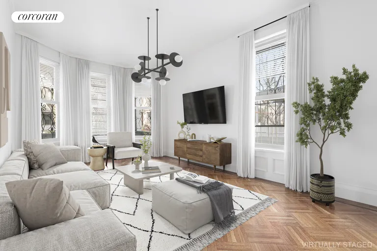 New York City Real Estate | View 246 Fenimore Street | Living Room - Virtually Staged | View 4
