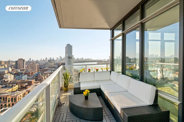 New York City Real Estate | View 1 NORTHSIDE PIERS, 24E | Balcony | View 5