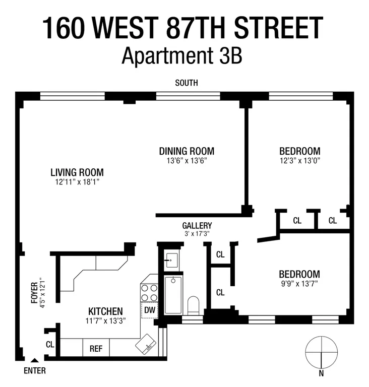 160 West 87th Street, 3B | floorplan | View 13