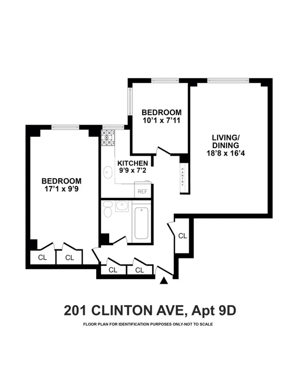 201 Clinton Avenue, 9D | floorplan | View 10