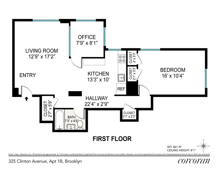 325 Clinton Avenue, 1B | floorplan | View 7