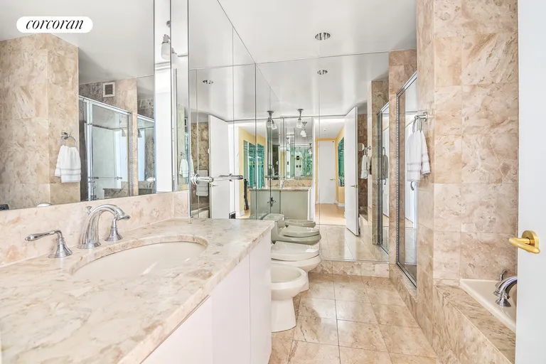 New York City Real Estate | View 100 United Nations Plaza, 27C | En suite marble bathroom | View 6