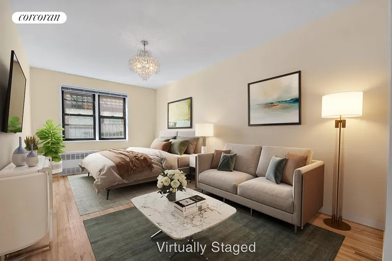 New York City Real Estate | View 317 West 54th Street, 2E | Virtually Staged Living Room | View 2