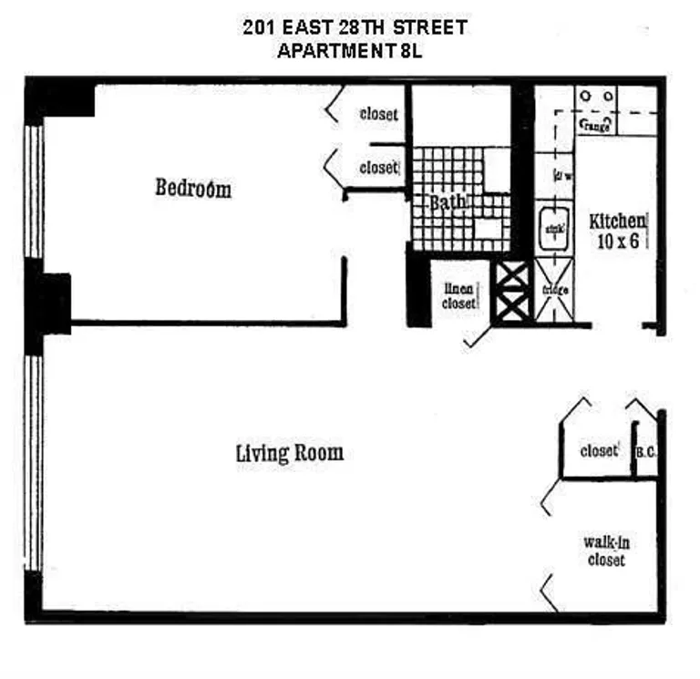 201 East 28th Street, 8L | floorplan | View 10
