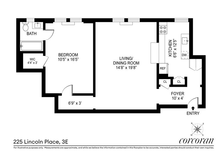 225 Lincoln Place, 3E | floorplan | View 9