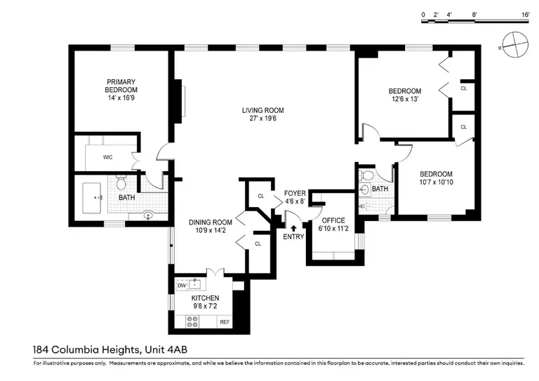 184 Columbia Heights, 4AB | floorplan | View 11