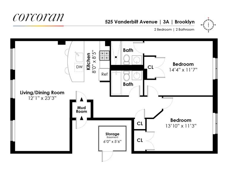 525 Vanderbilt Avenue, 3A | floorplan | View 7