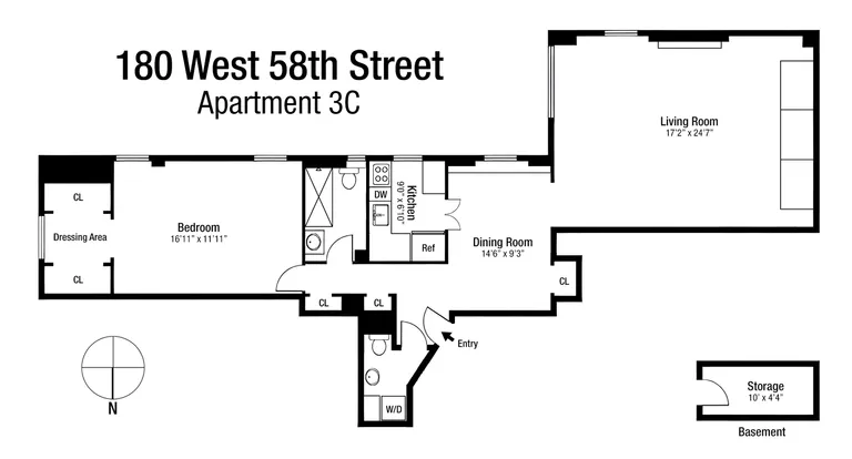 180 West 58th Street, 3C | floorplan | View 7