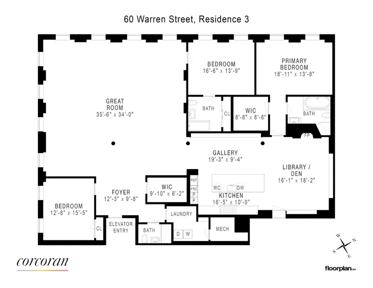 60 Warren Street, 3 | floorplan | View 18