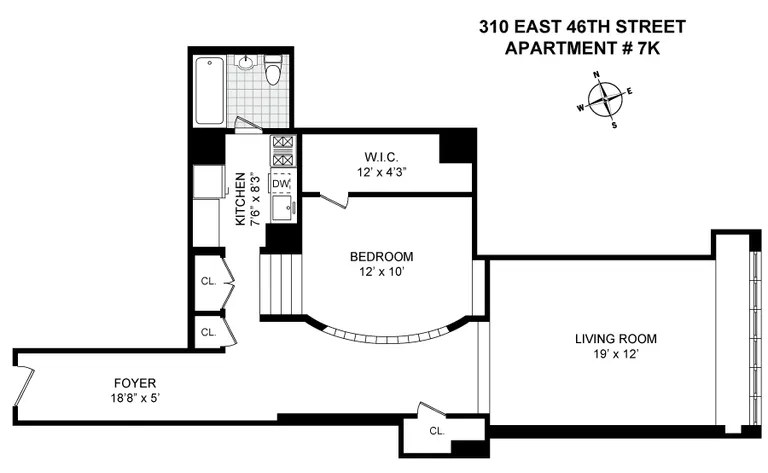 310 East 46th Street, 7K | floorplan | View 8