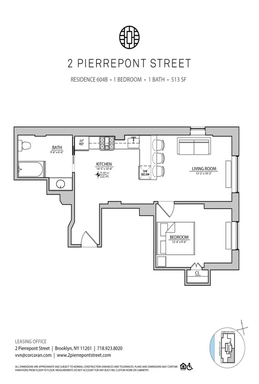 2 Pierrepont Street, 604B | floorplan | View 6