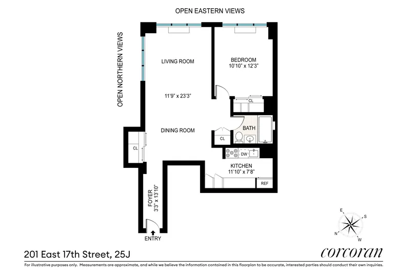 201 East 17th Street, 25J | floorplan | View 7