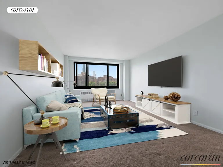 New York City Real Estate | View 185 Hall Street, 910 | Virtually staged Livingroom | View 2