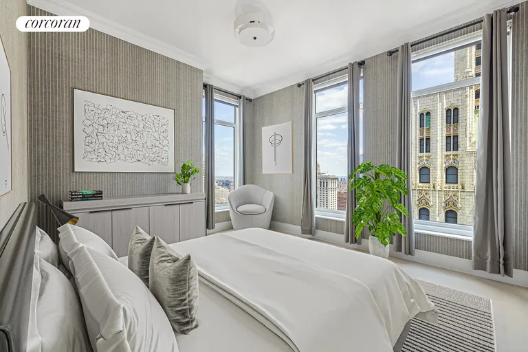 New York City Real Estate | View 30 Park Place, 42B | Virtually Staged Bedroom | View 5