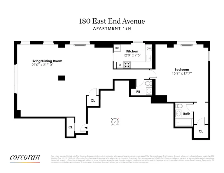180 East End Avenue, 18H | floorplan | View 12
