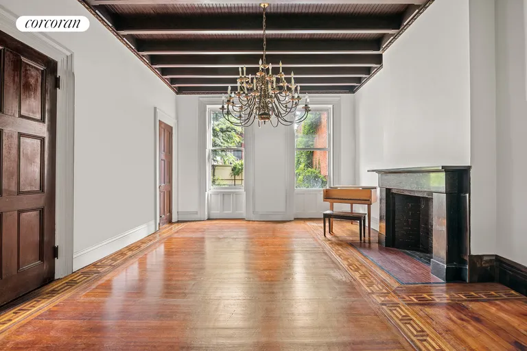 New York City Real Estate | View 116 Pierrepont Street | Formal Dining Room Coffered Ceiling | View 4