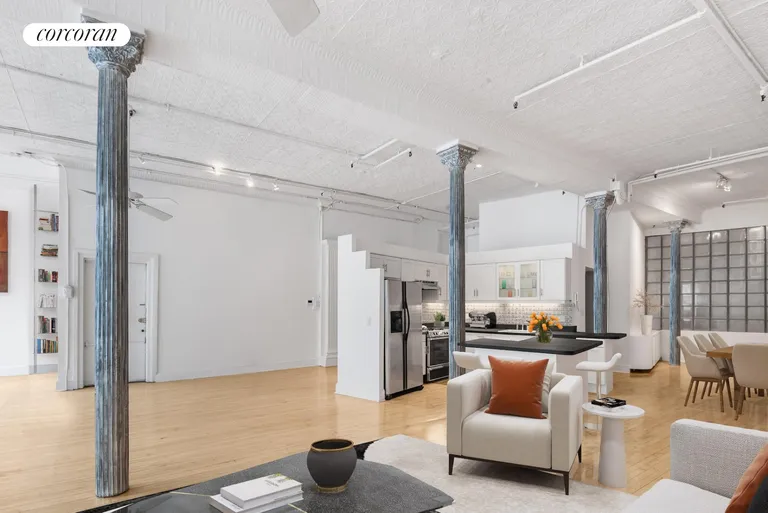 New York City Real Estate | View 22 East 18th Street, 5E | View to the Kitchen Area (virtual) | View 8