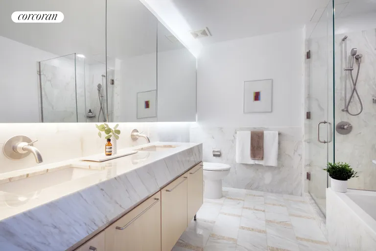New York City Real Estate | View 200 Chambers Street, 8C | Primary Bathroom | View 8