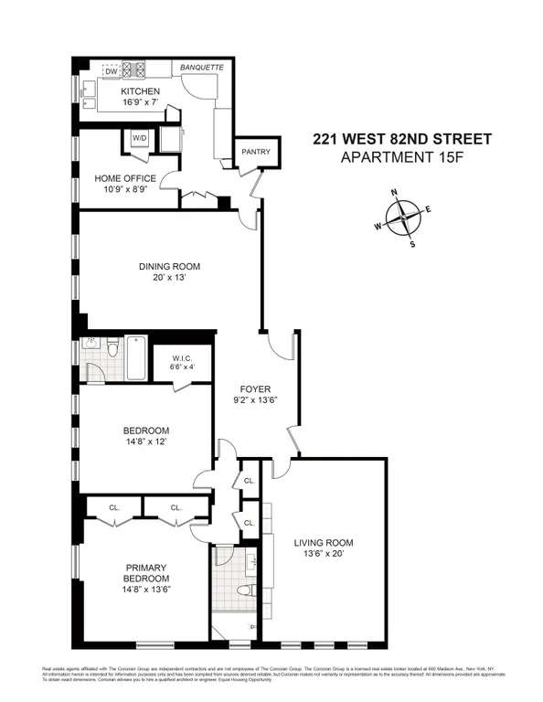 221 West 82nd Street, 15F | floorplan | View 13
