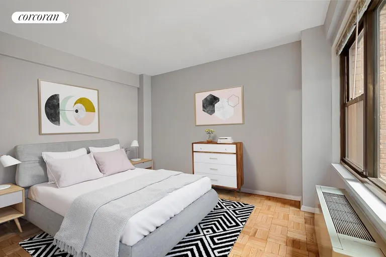 New York City Real Estate | View 150 East 56th Street, 8F | Bedroom digitally staged | View 6