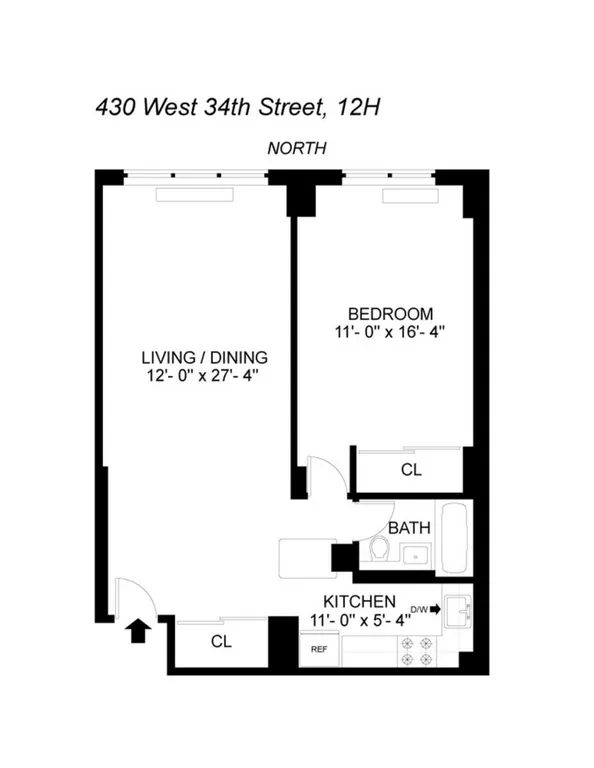 430 West 34th Street, 12H | floorplan | View 7
