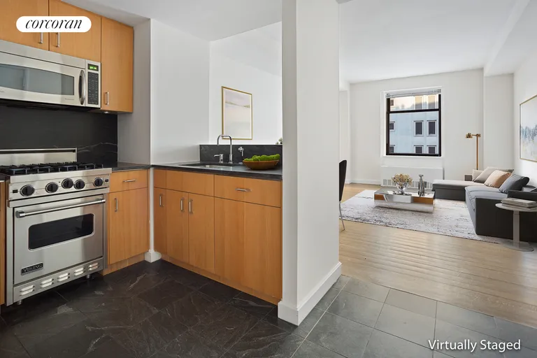 New York City Real Estate | View 100 West 58th Street, 14E | Kitchen / Living | View 3