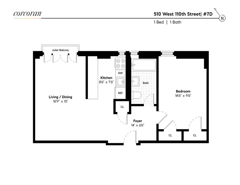 504-510 West 110th Street, 7D | floorplan | View 6