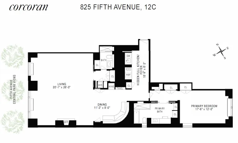 825 Fifth Avenue, 12C | floorplan | View 12