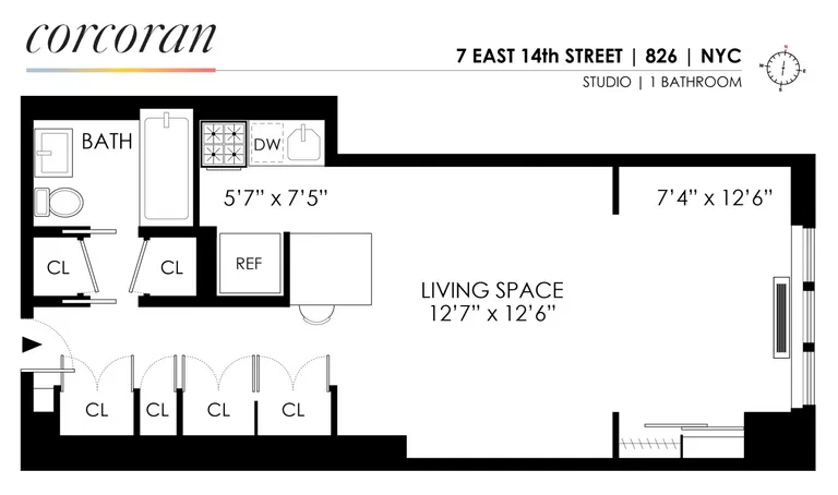 7 East 14th Street, 826 | floorplan | View 7