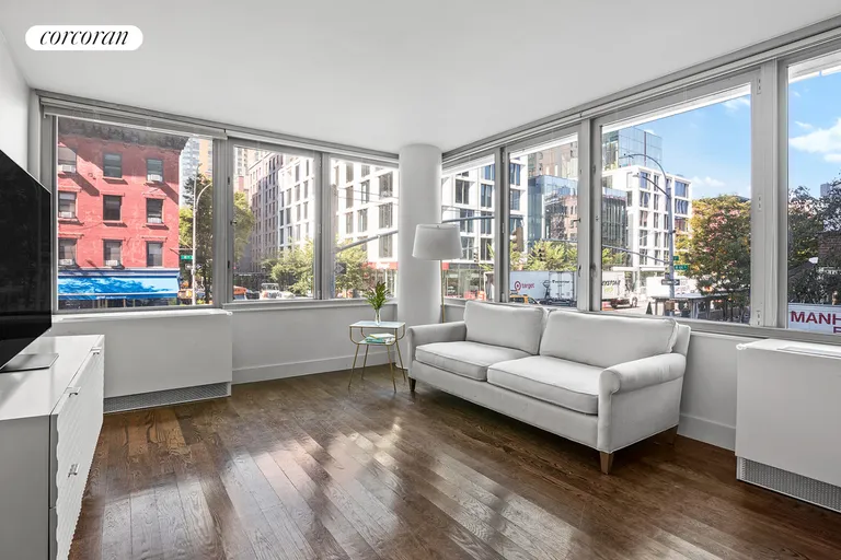 New York City Real Estate | View 464 West 44th Street, 2F | Spacious corner living room | View 2
