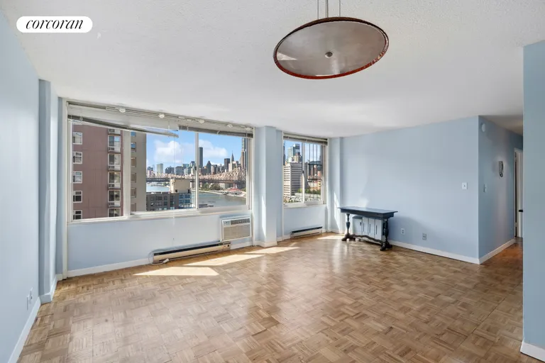 New York City Real Estate | View 575 Main Street, 1602 | Living Room & Dining Room | View 2