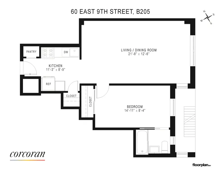 60 East 9th Street, 205 | floorplan | View 6