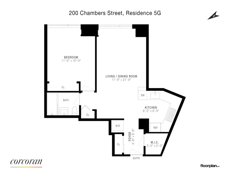 200 Chambers Street, 5G | floorplan | View 13