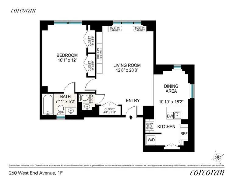New York City Real Estate | View 260 West End Avenue, 1F | Floorplan | View 10