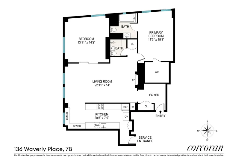 136 Waverly Place, 7B | floorplan | View 7