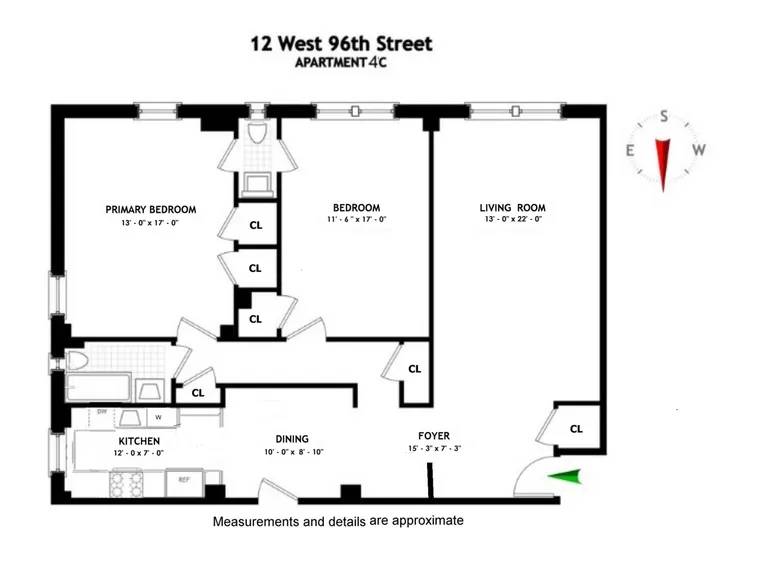 12 West 96th Street, 4C | floorplan | View 8