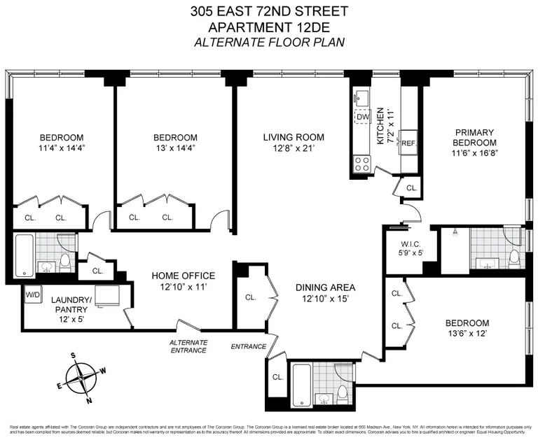 305 East 72Nd Street, 12DE | floorplan | View 12